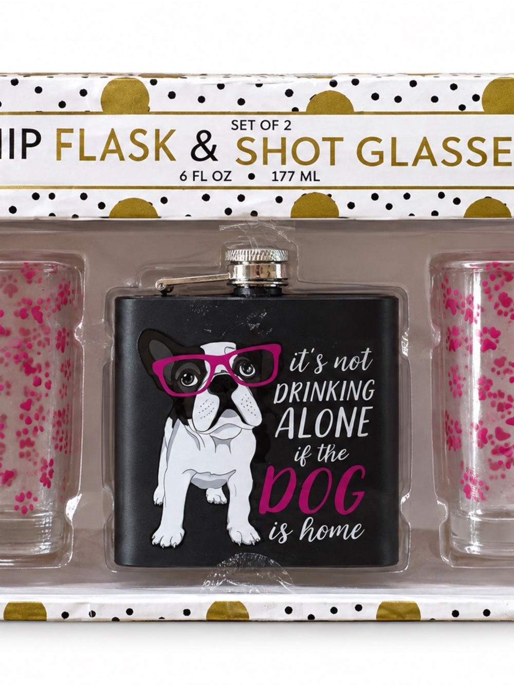 NWT Dog Lover Hip Flask & Shot Glass Gift Set